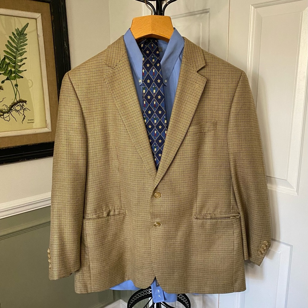 Ralph Lauren 46R Wool Blend Sports Coat tan/ brown herringbone